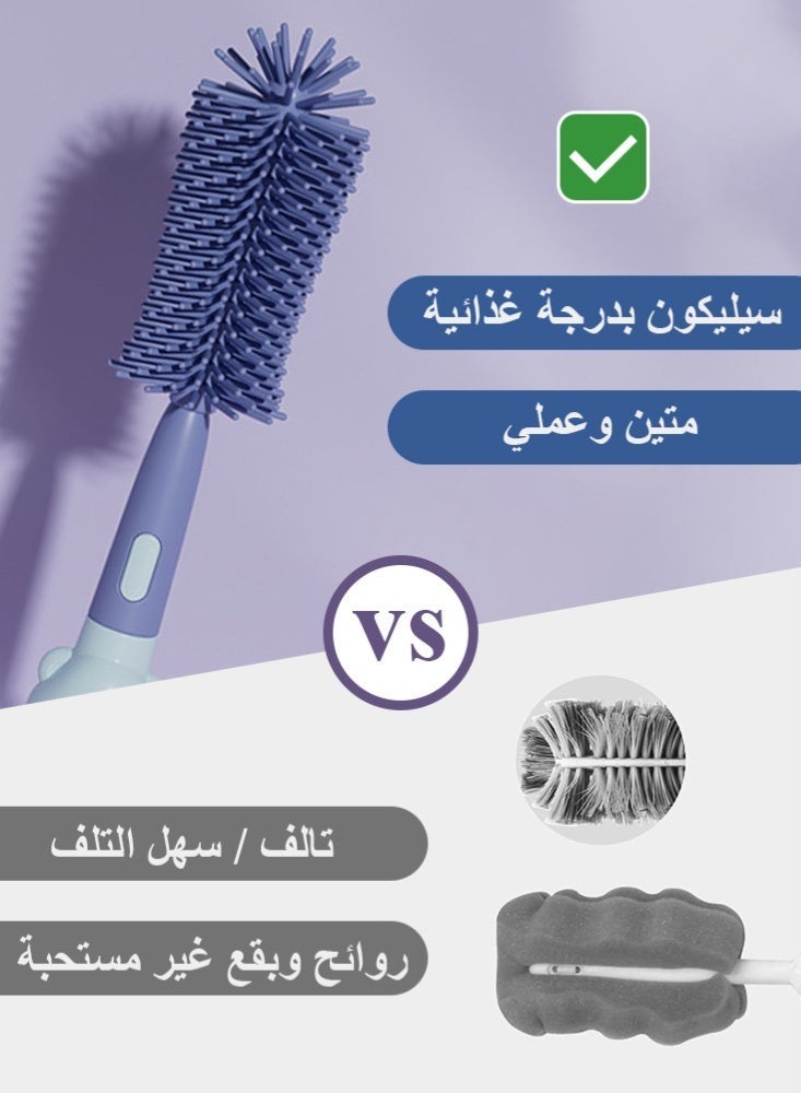 BBMORE 3-in-1 Silicone Feeding Bottle Brush,  Bottle Cleaning Brush with Long Handle Portable for Baby Bottles, Sports Bottle, Vase, Glassware, Smaller Diameter Bottle Openings（Blue) - Image 3